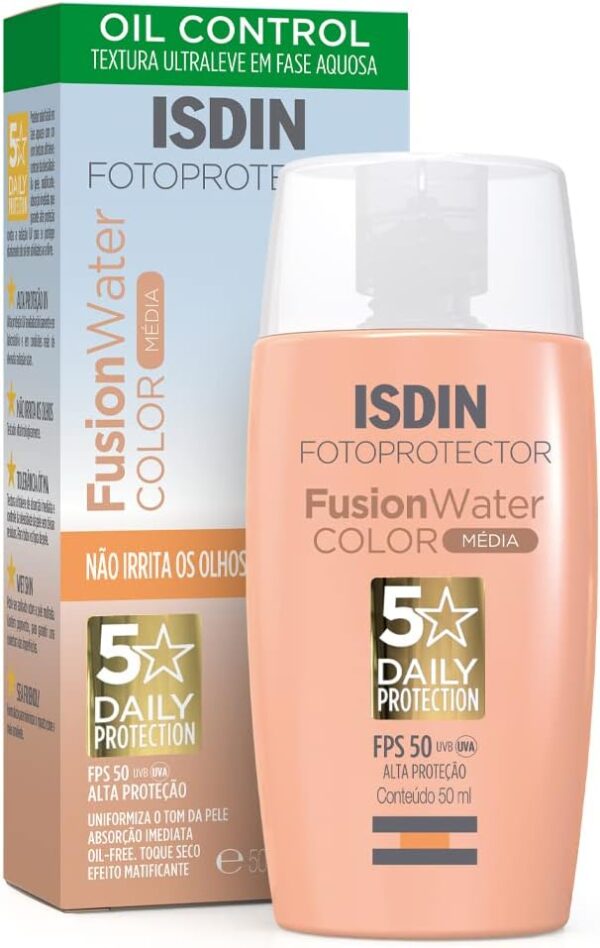 ISDIN Protetor Solar Facial Fusion Water 5 Stars Color FPS 50 - Cor Média - 50ml
