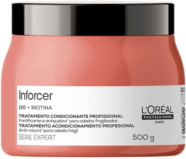 L'Oréal Professionnel Máscara de Tratamento Inforcer, Para Cabelos Fracos e Frágeis, Fornece Força e Previne Quebras, Com Biotina e Vitamina B6, 500g