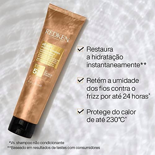 Redken Leave-in All Soft Moisture Restore |Para cabelos secos e quebradiços | Proteção contra umidade, calor e frizz | Proporciona cabelos mais macios e lisos | 150ml
