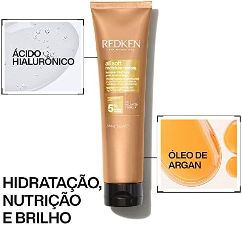 Redken Leave-in All Soft Moisture Restore |Para cabelos secos e quebradiços | Proteção contra umidade, calor e frizz | Proporciona cabelos mais macios e lisos | 150ml