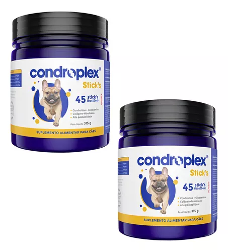 02 Condroplex Sticks 315g 45 Bastões Cães Suplemento Avert
