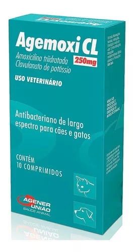 Agemoxi Cl 250mg 10 Comprimidos Cães e Gatos Agener
