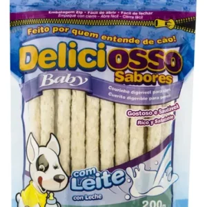 Palito Mastigável Médio para Cães Leite Deliciosso Baby 200g 20 Unidades