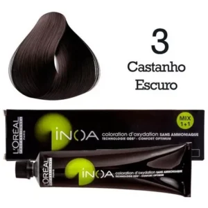 Tintura L'Oréal Inoa tom 3 castanho escuro para cabelo
