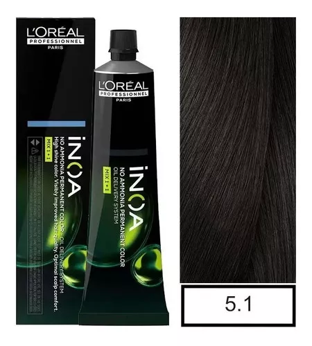 Tintura Permanente Sem Amônia L´Oréal Inoa 5.1 Tom Castanho Claro Cinza 5.1